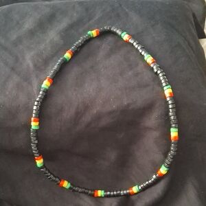 2 for 12$ Black Beaded Necklace with Red and Green Accents